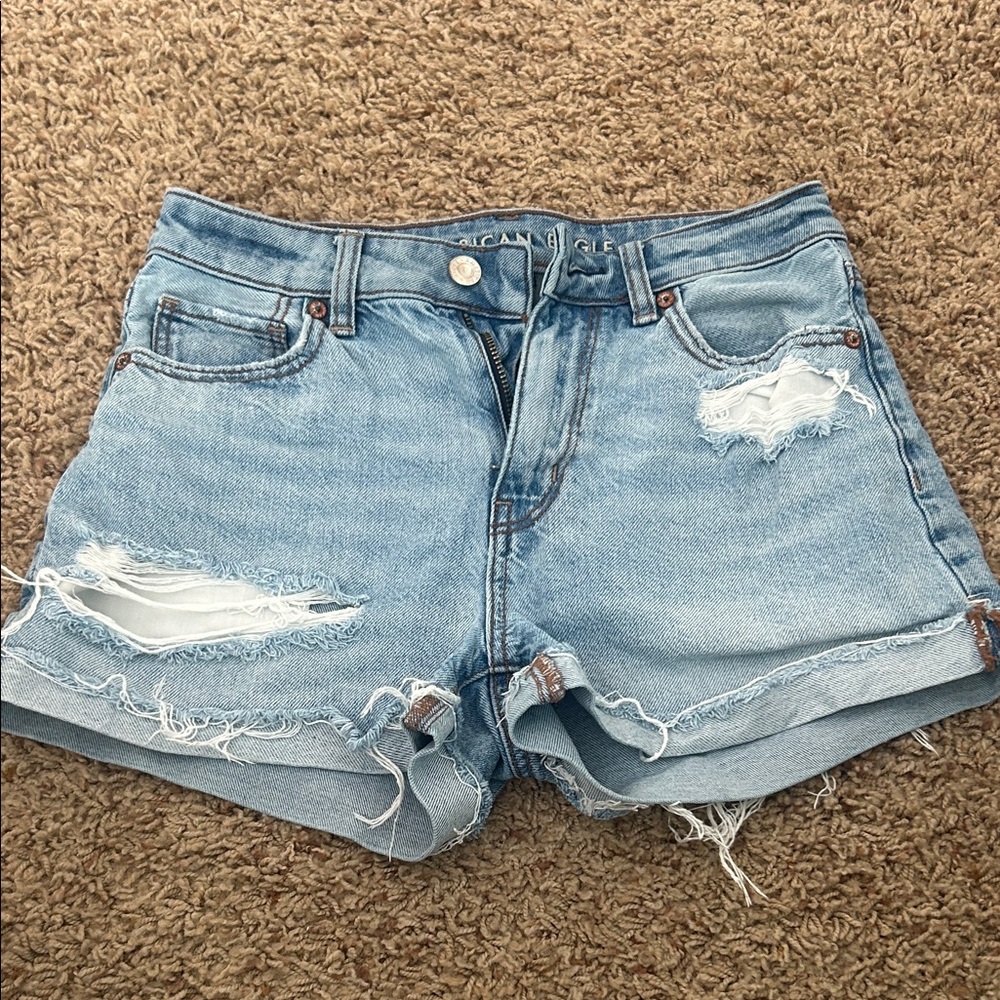 American Eagle Outfitters Light Blue Distressed Jean Shorts